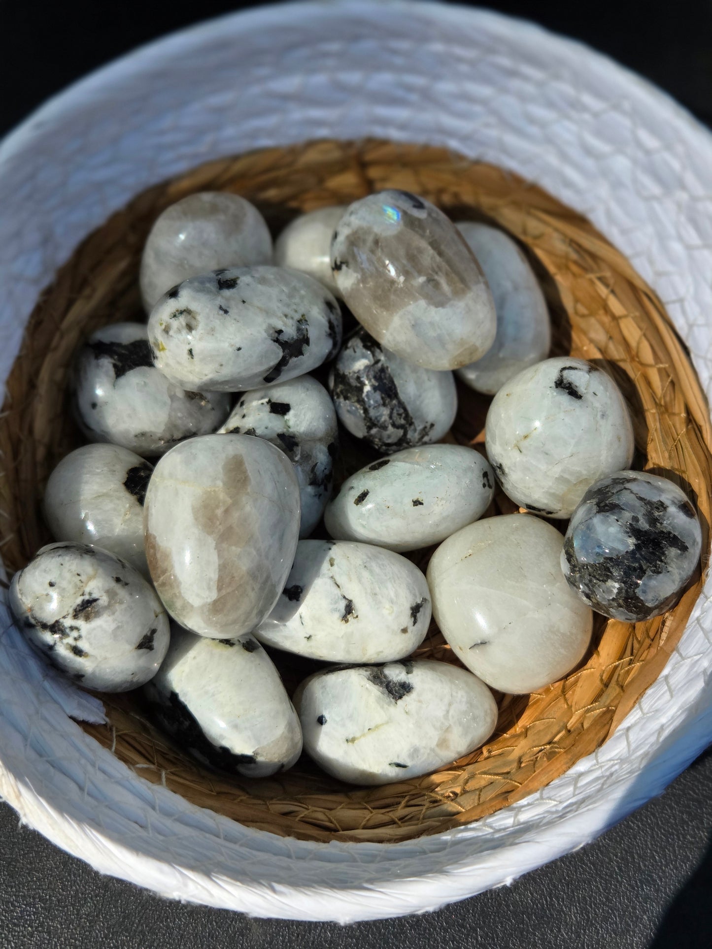 Rainbow Moonstone tumbles-price per piece