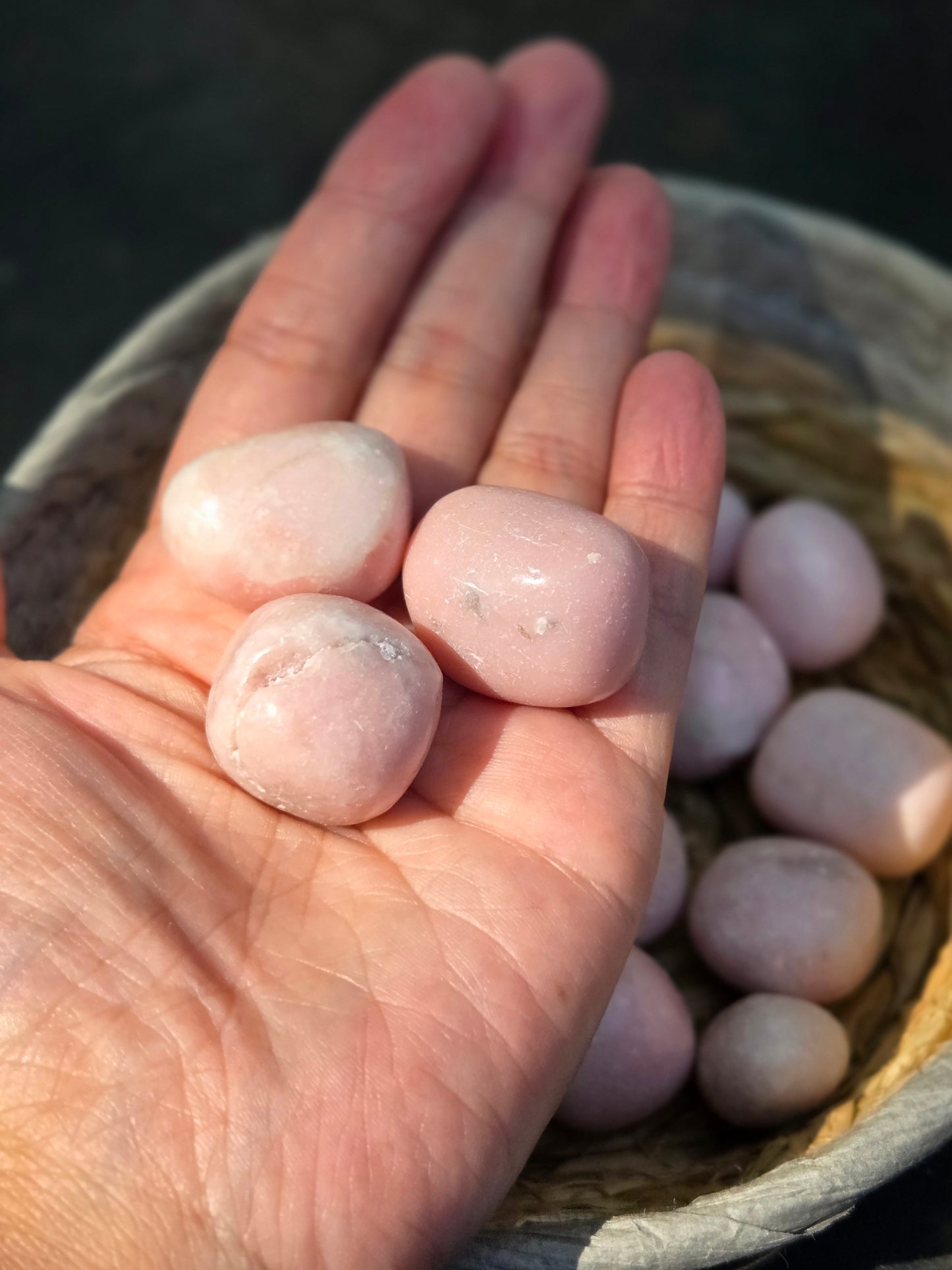 Pink Opal tumbles- price per piece