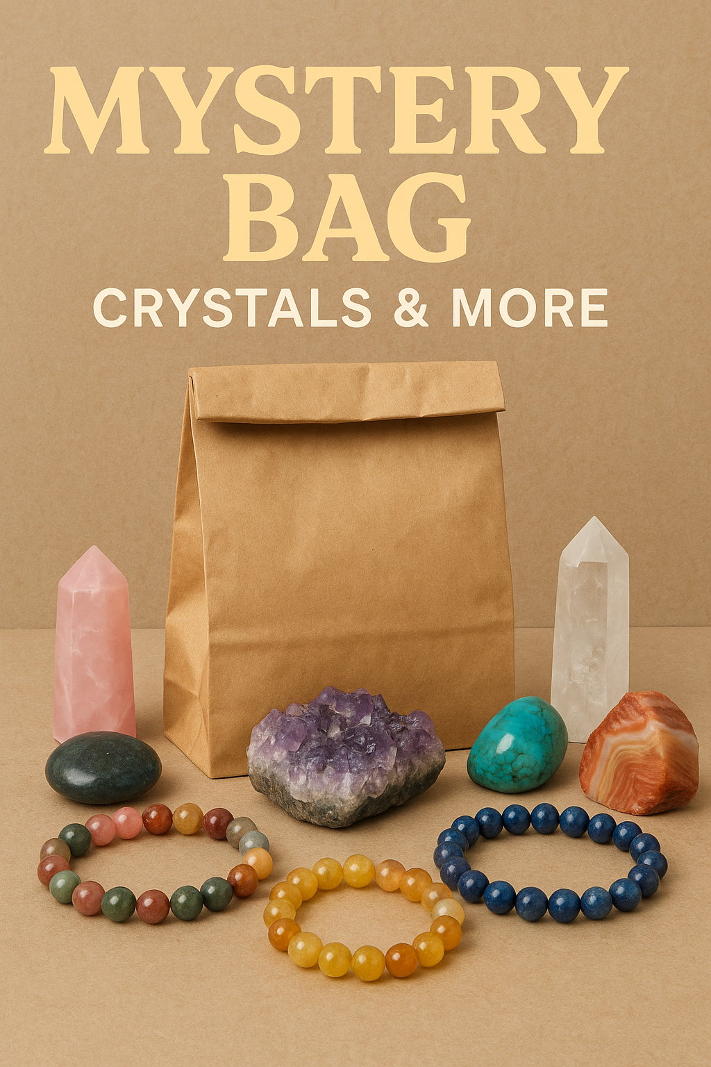 Mystery Bag of assorted Crystals, bracelets, and more valued at $60!!!