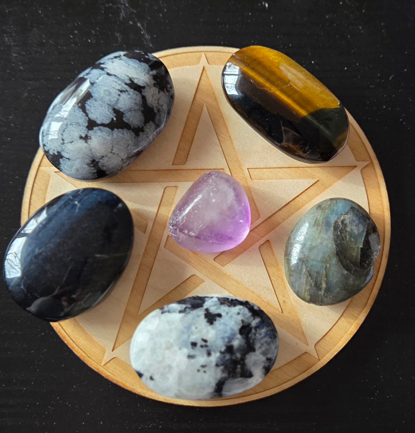 Wooden Pentacle Crystal Grid- *Crystals not included*