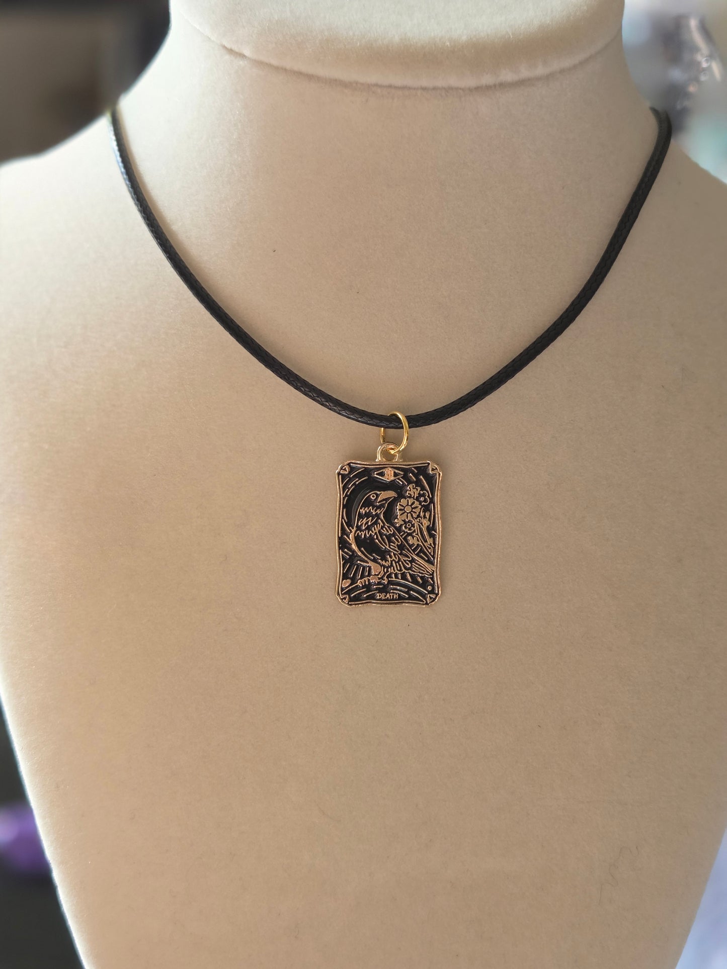 The Death Tarot Card charm necklace