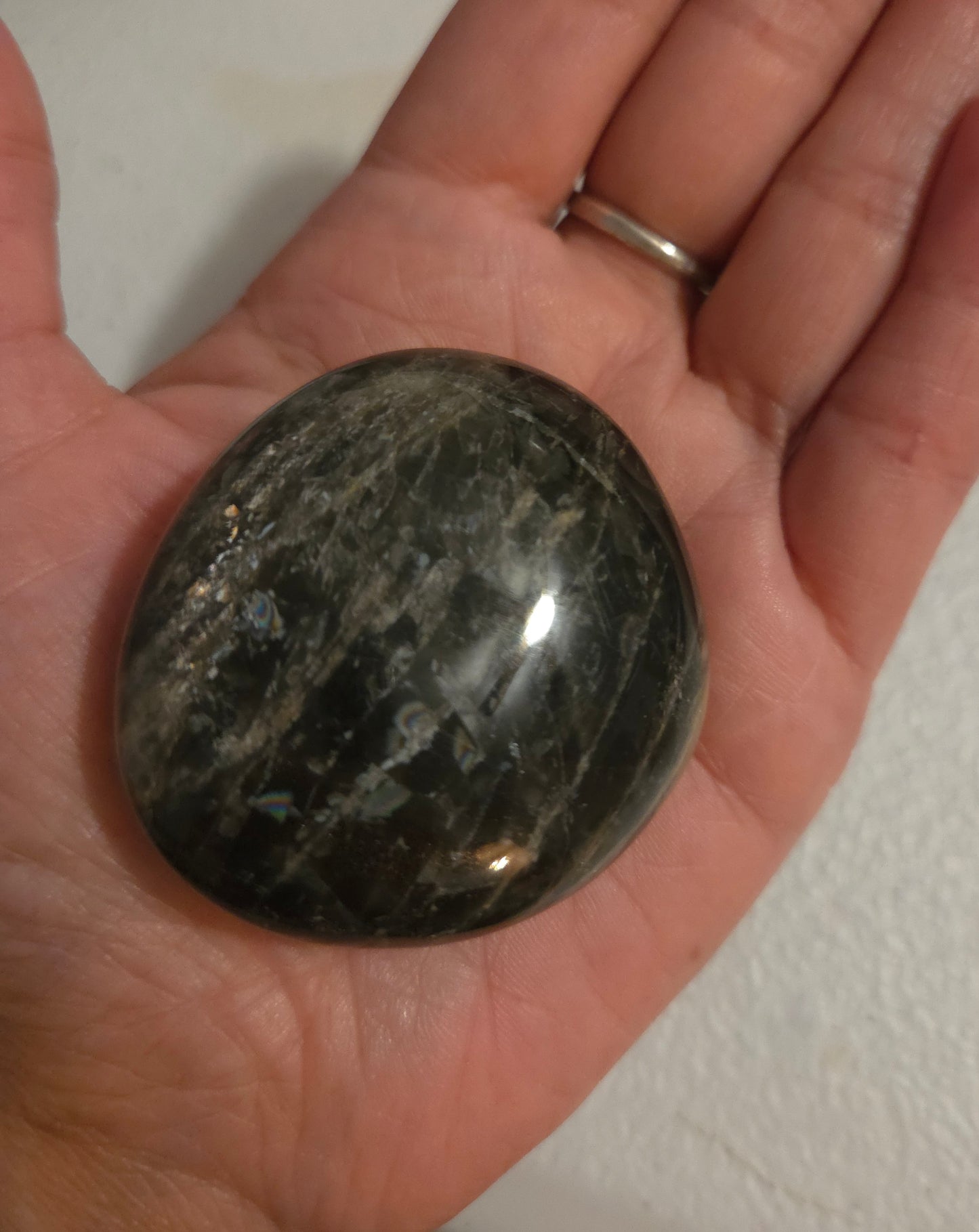Medium Black Moonstone palm stone
