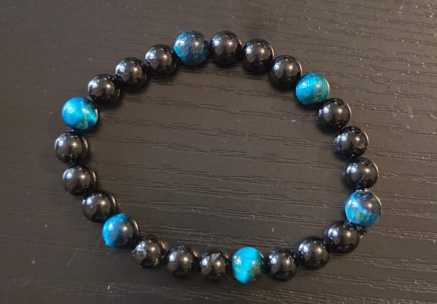 Black Tourmaline and Blue Tigers Eye- 8mm beads