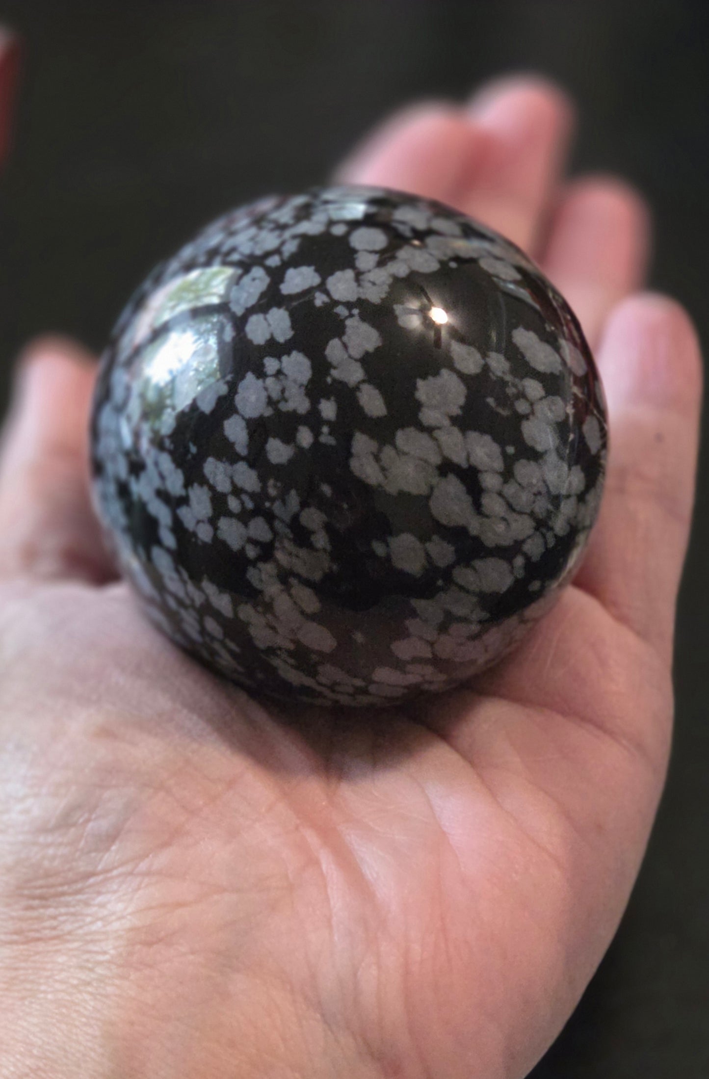 Snowflake Obsidian Medium Sphere with stand