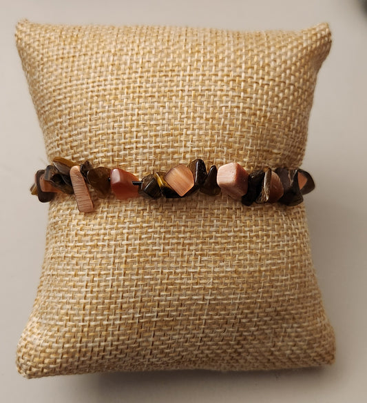 Tigers eye and cats eye chip bracelet