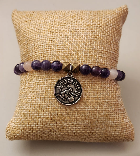 Amethyst and Rose Quartz Aquarius