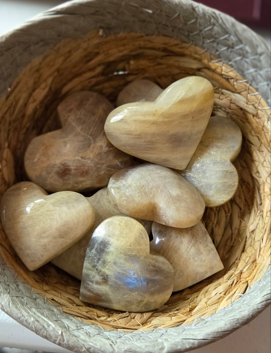 Blue Flash Moonstone Heart
