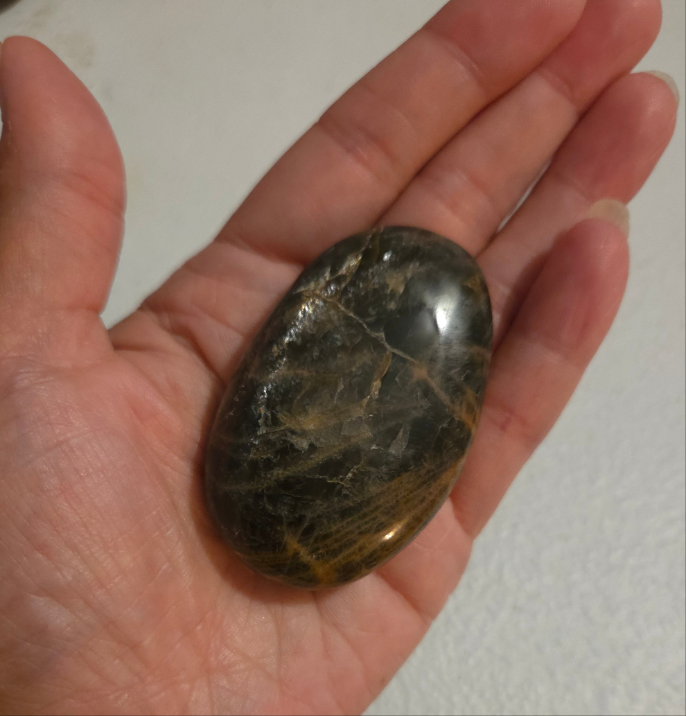 Medium Black Moonstone palm stone