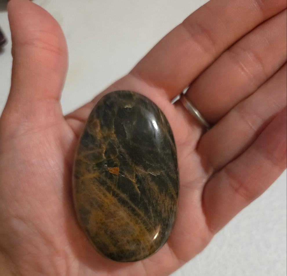 Medium Black Moonstone palm stone