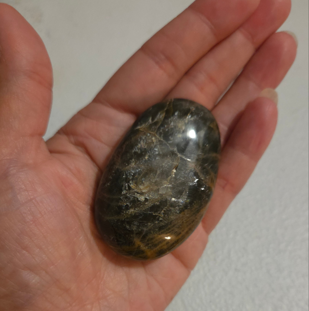 Medium Black Moonstone palm stone