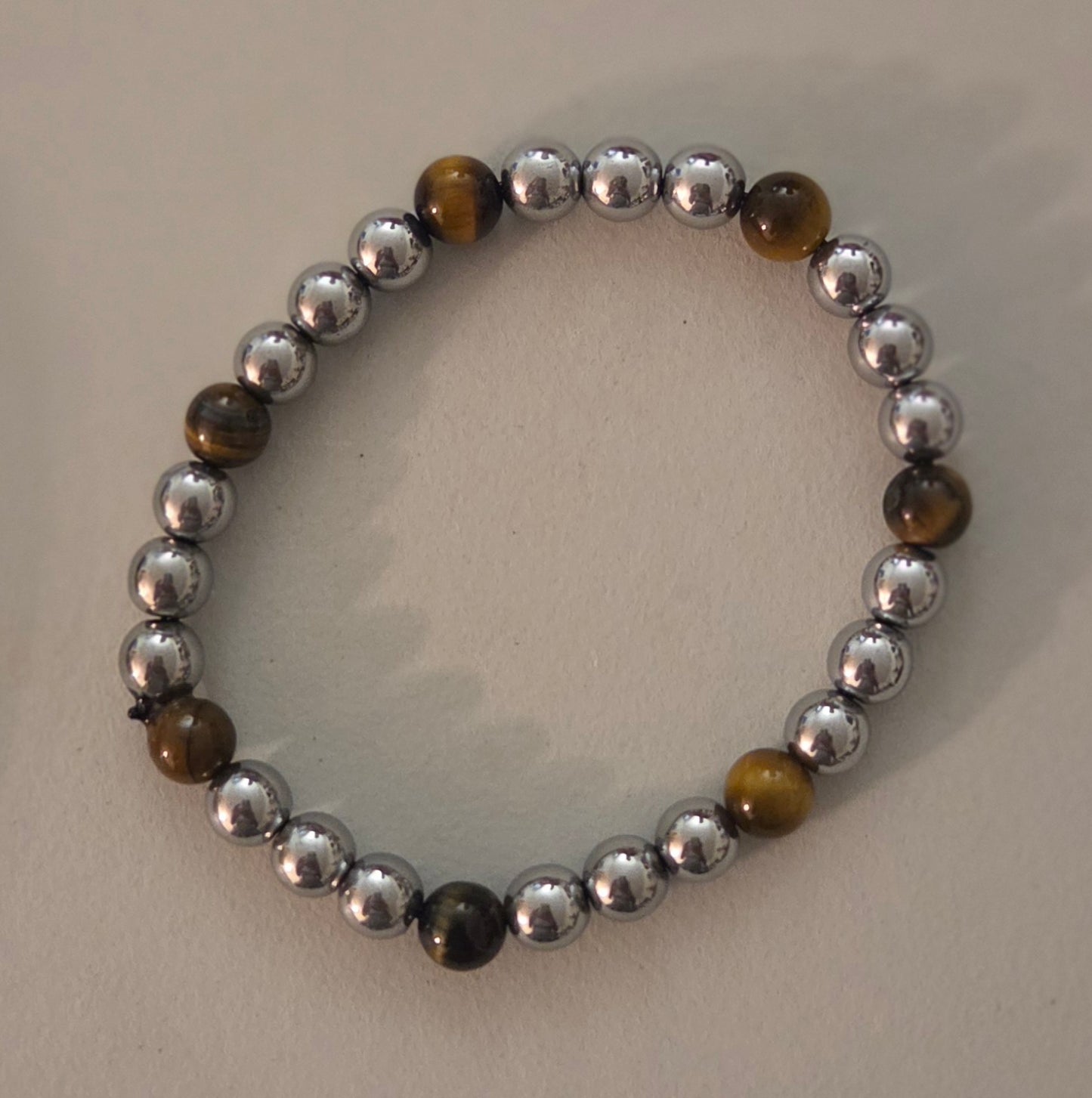 Hematite and Tigers Eye bracelet 8mm beads