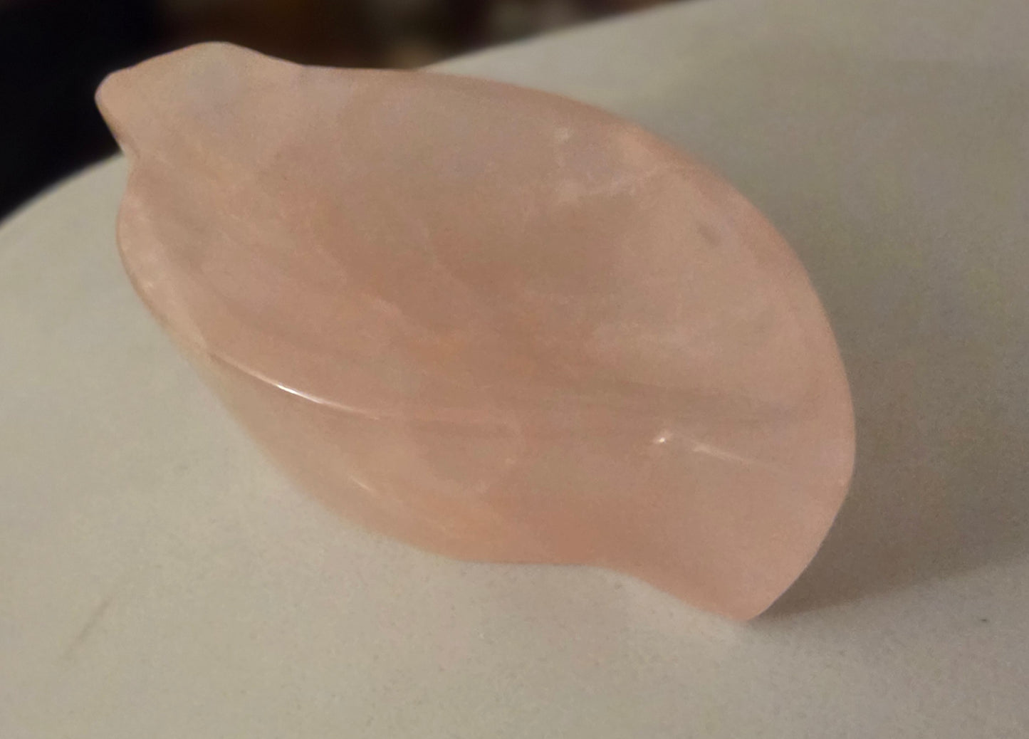 Rose quartz leaf shape bowl