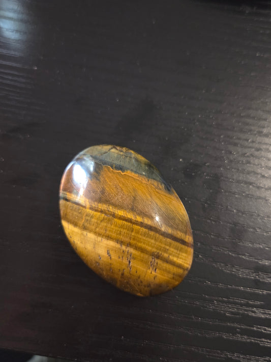 Blue gold Tigers eye palm stone