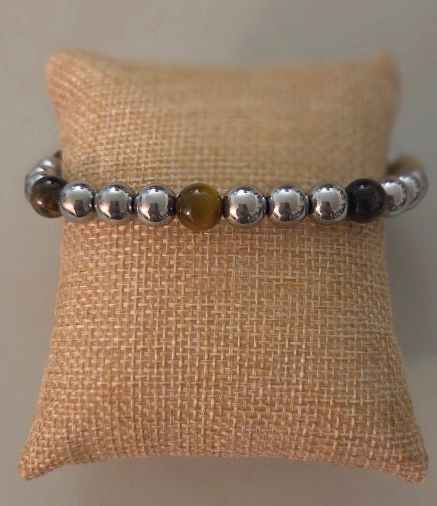 Hematite and Tigers Eye bracelet 8mm beads