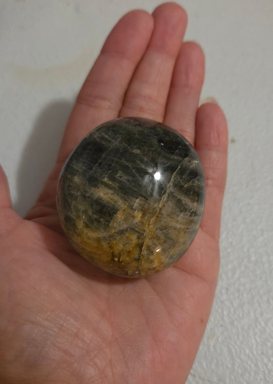 Large Black Moonstone palm stone