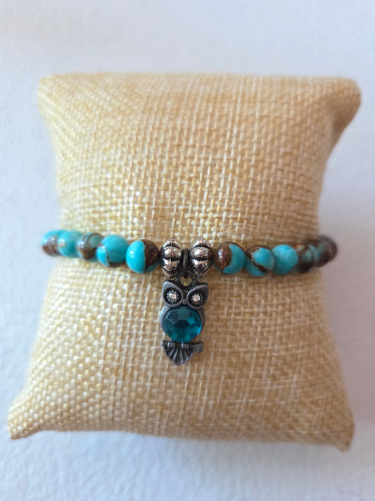Bronze Turquoise with Owl charm