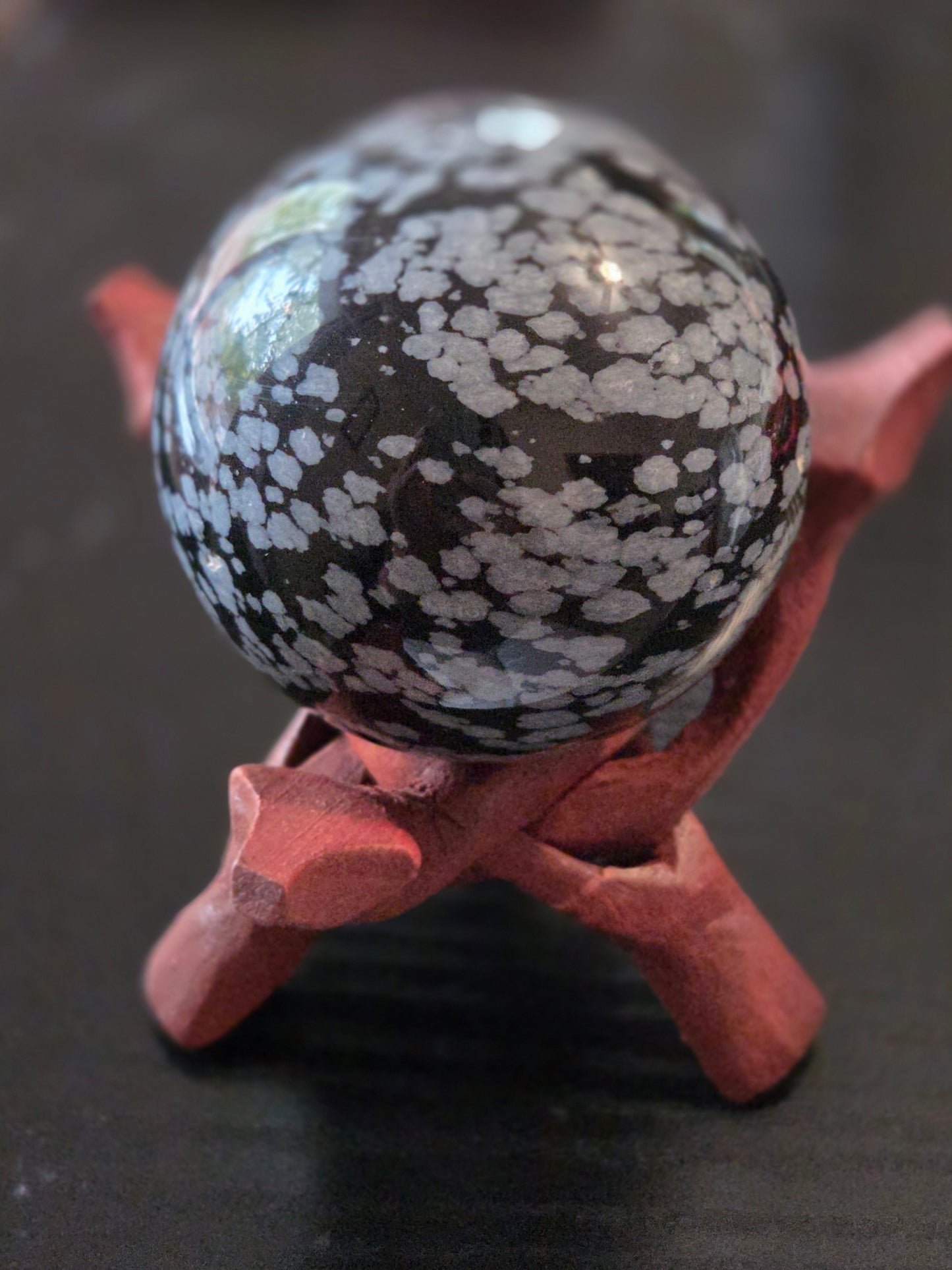 Snowflake Obsidian Medium Sphere with stand