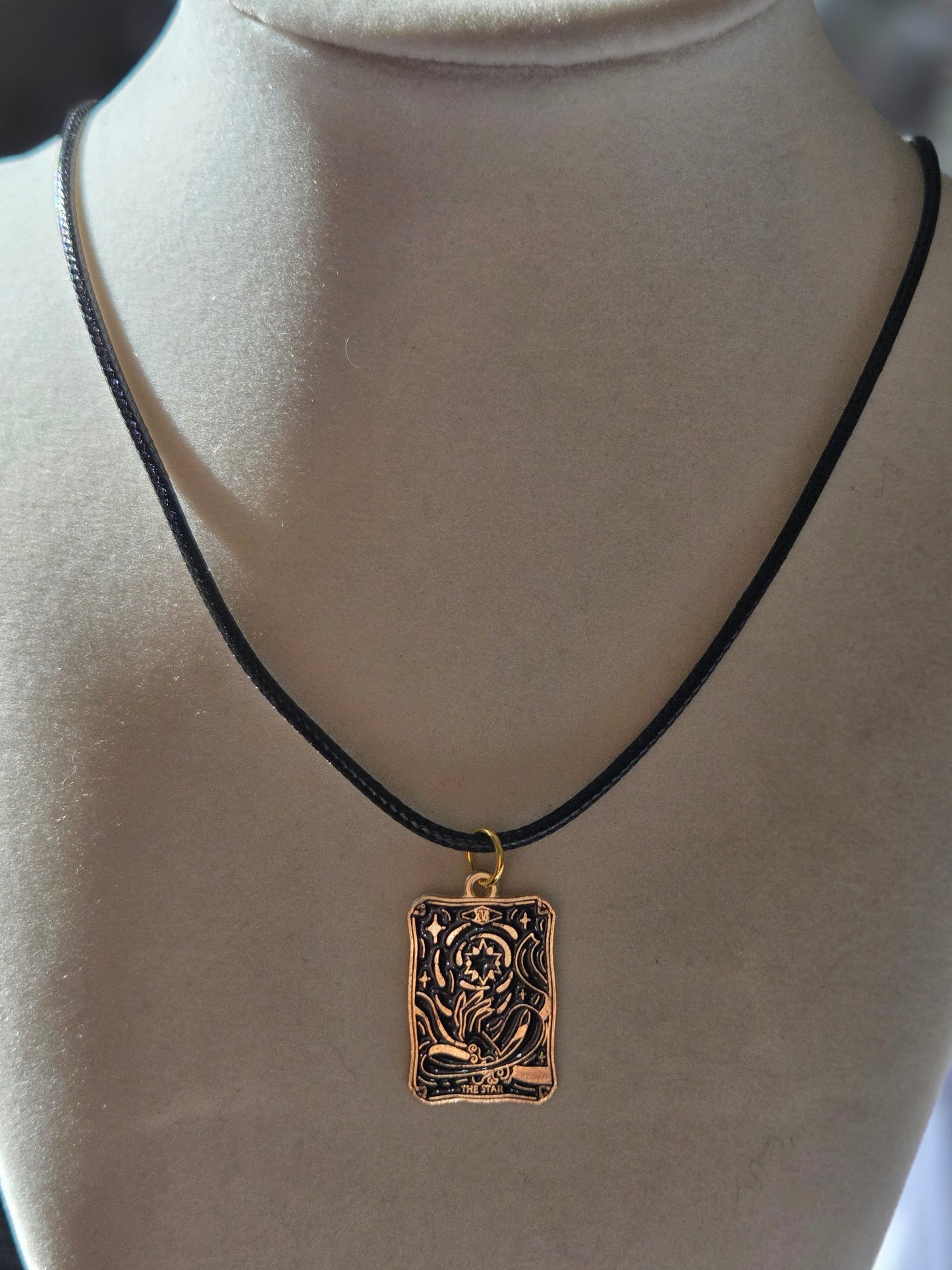 The Star Tarot Card charm necklace with cord