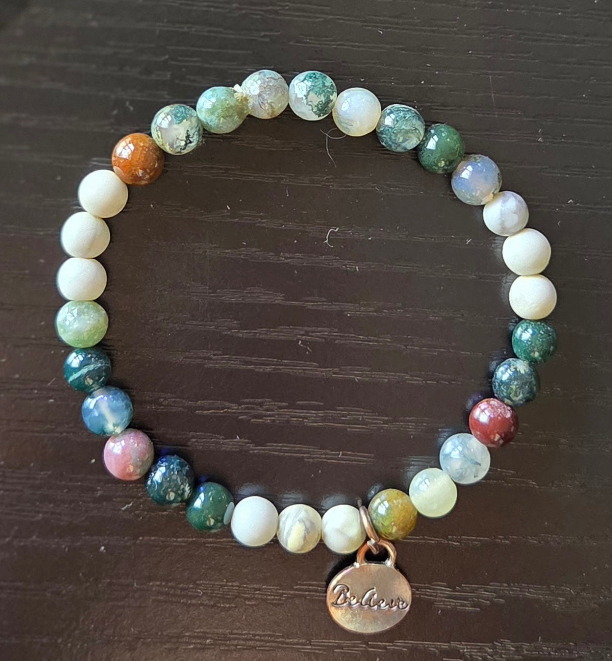 Ocean Jasper with "Believe" charm