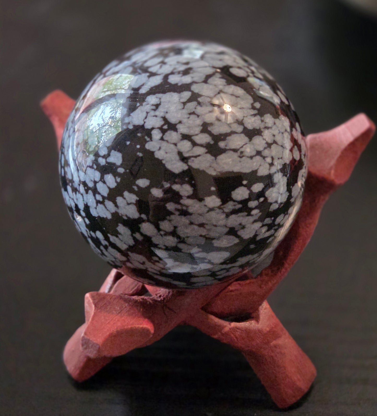 Snowflake Obsidian Medium Sphere with stand