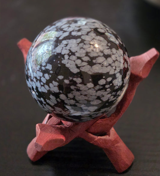 Snowflake Obsidian Medium Sphere with stand