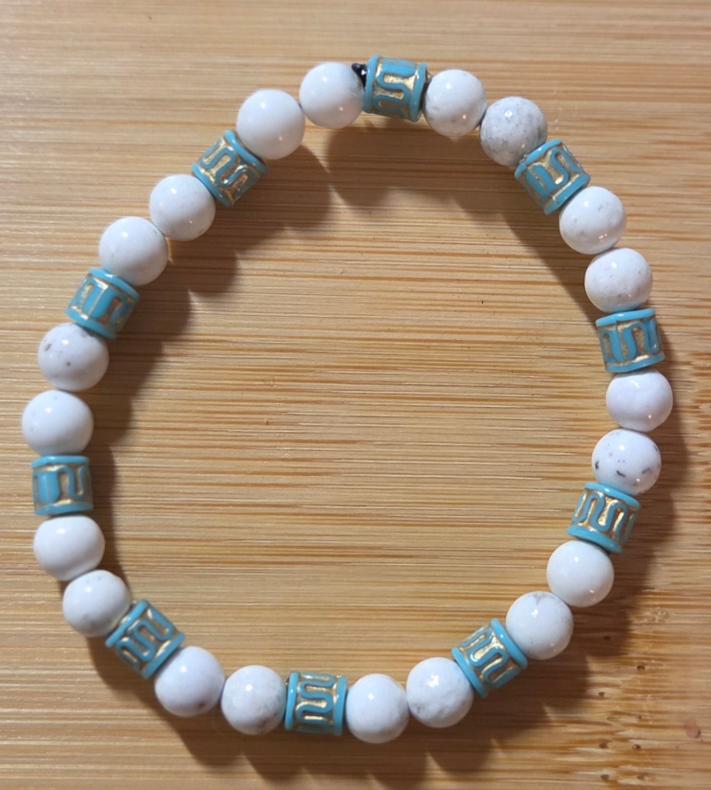 Howlite with Blue and Gold accents bracelet