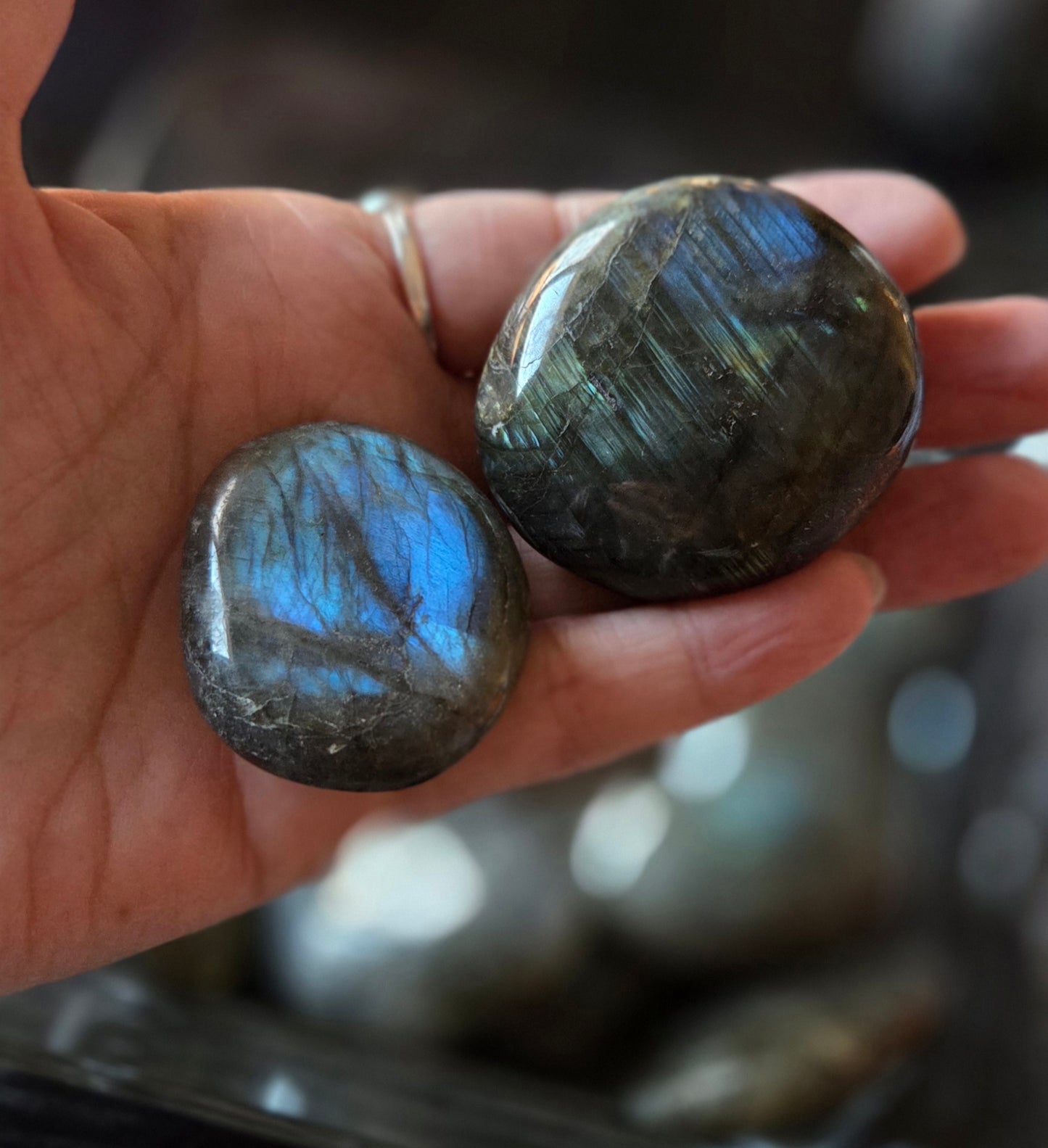 Labradorite palm stones