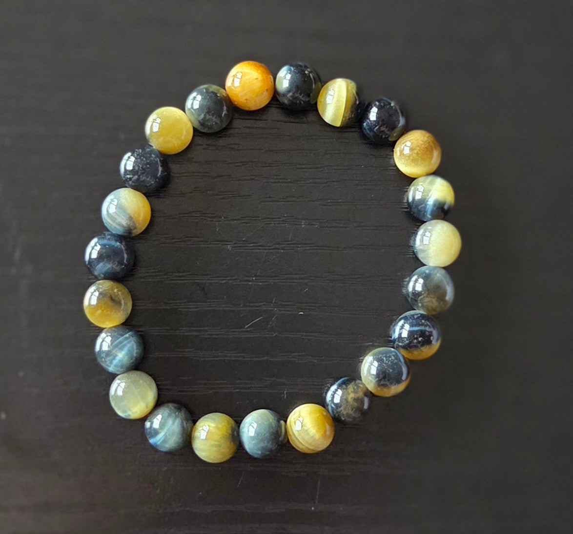 Golden Blue Tigers Eye bracelet 8mm beads