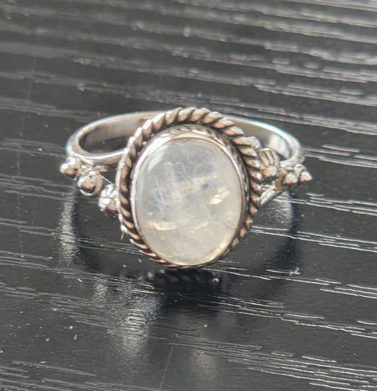 Rainbow Moonstone Sterling Sliver ring Size 6