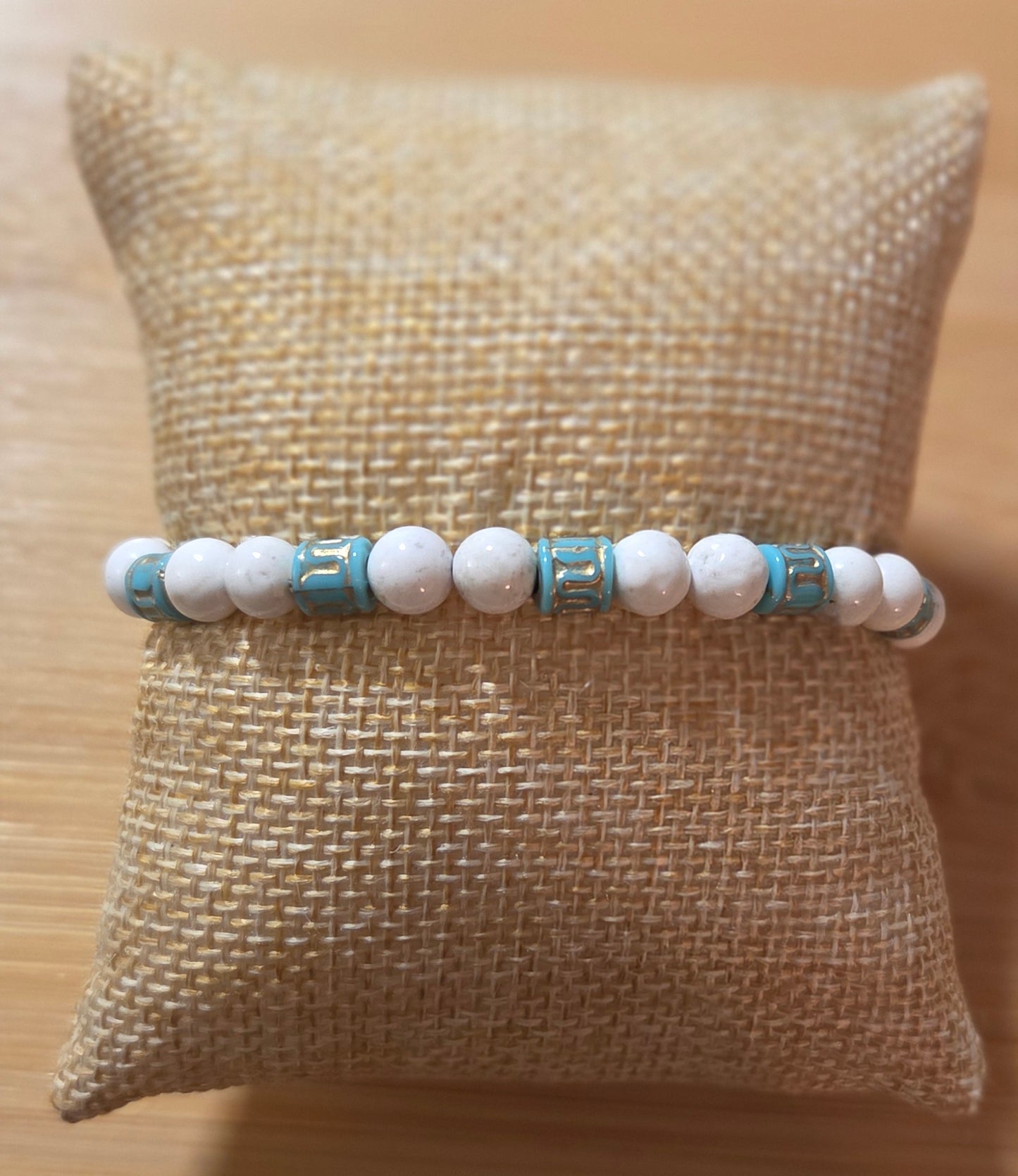 Howlite with Blue and Gold accents bracelet