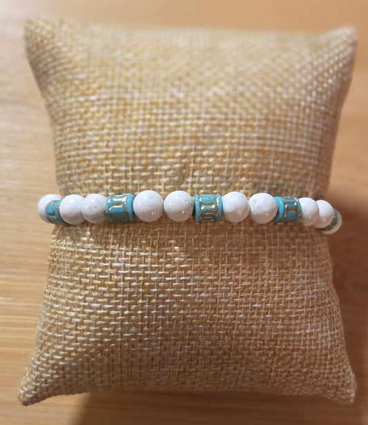 Howlite with Blue and Gold accents bracelet