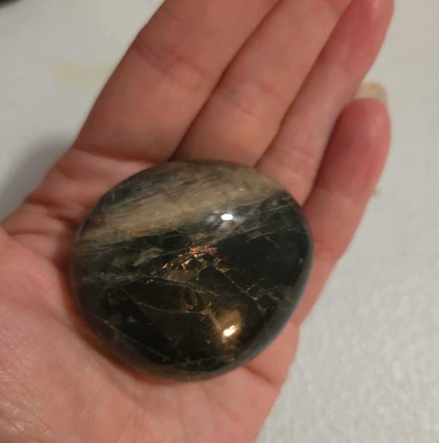 Medium Black Moonstone palm stone
