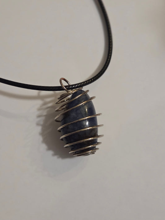 Sodalite in cage necklace