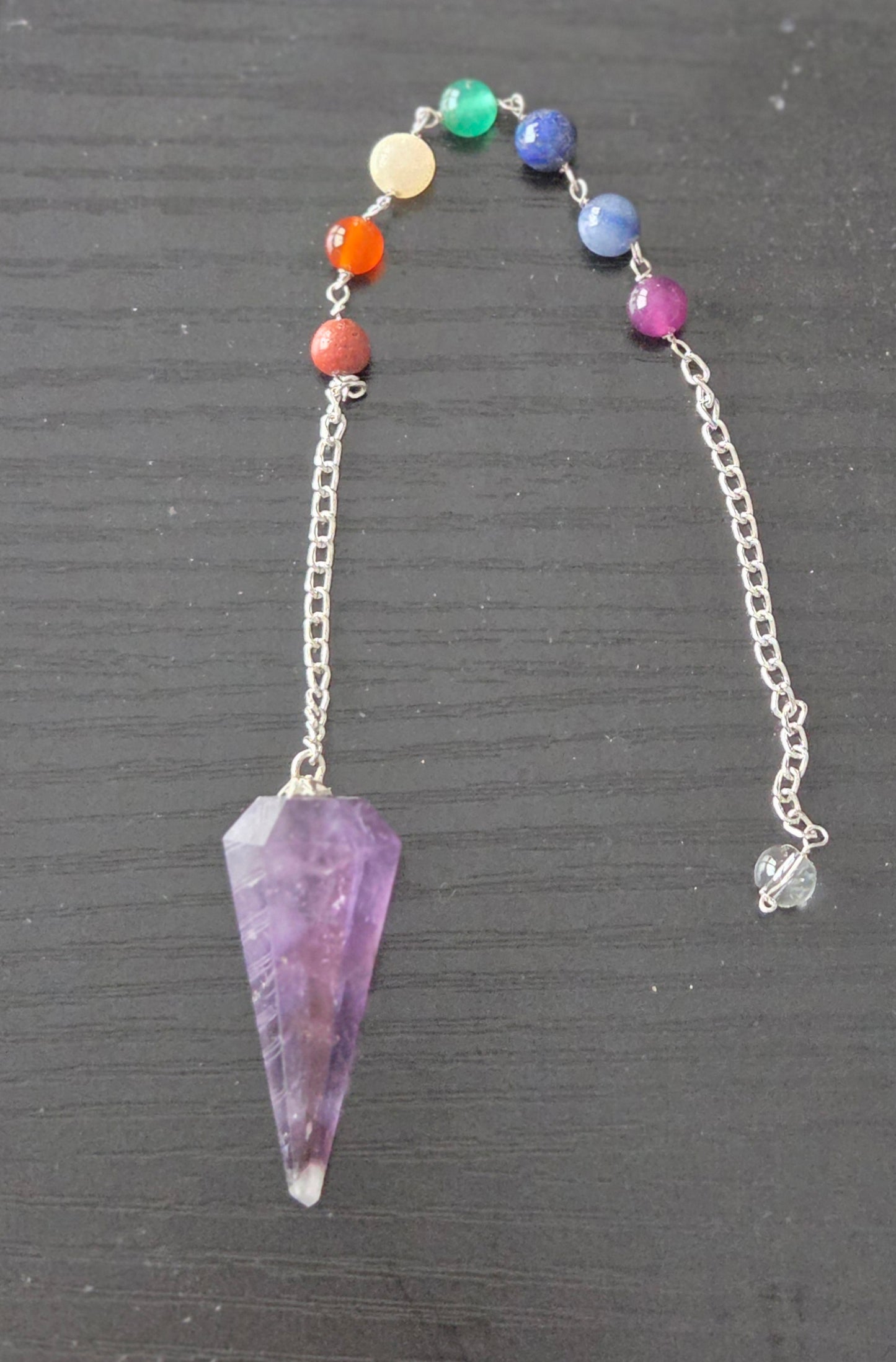 Amethyst Pendulum with Chakra Gemstone beads
