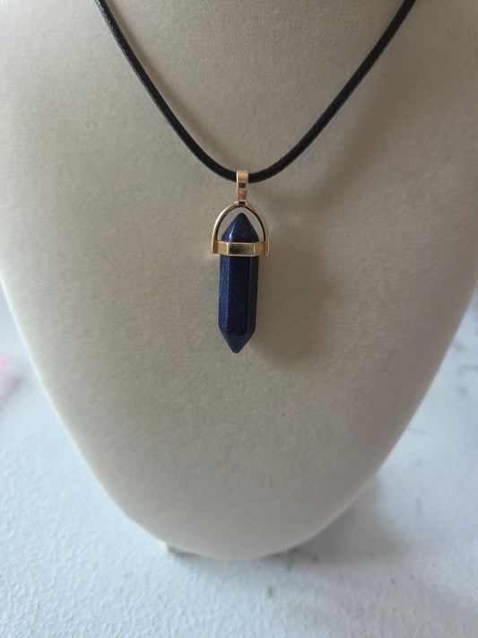 Lapis pendant with cord