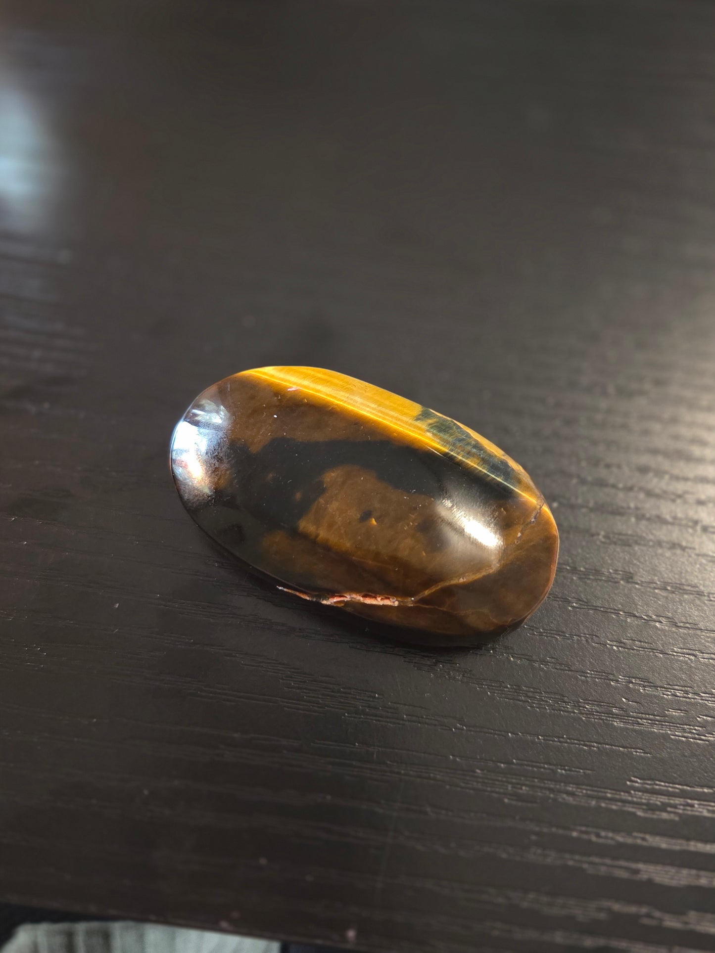 Blue gold Tigers Eye palm stone