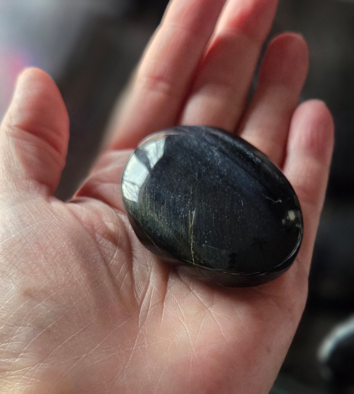 Blue Tigers Eye palm stones