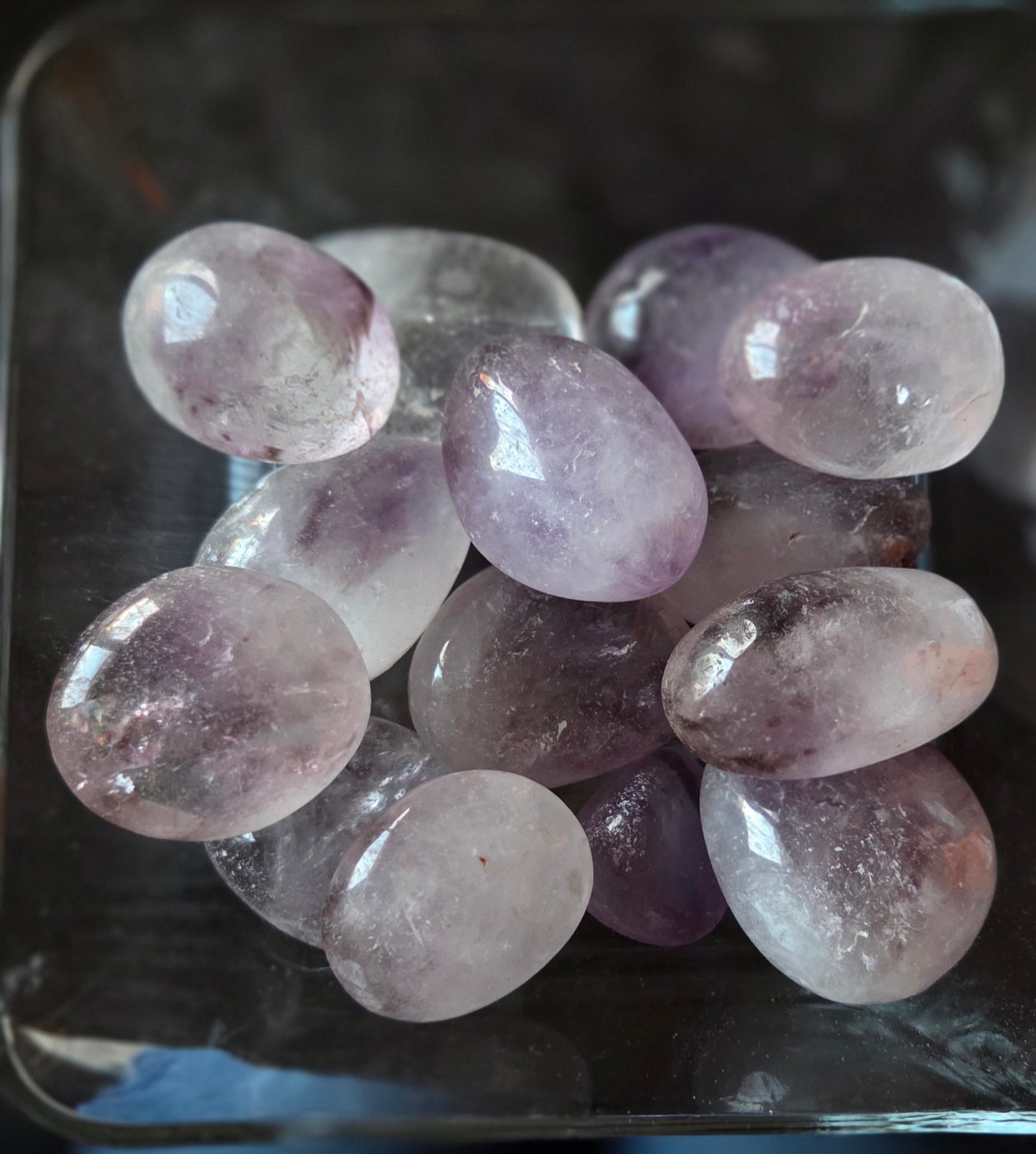 Smokey Amethyst palm stones
