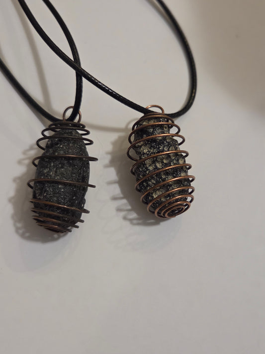 Tektite in cage necklace