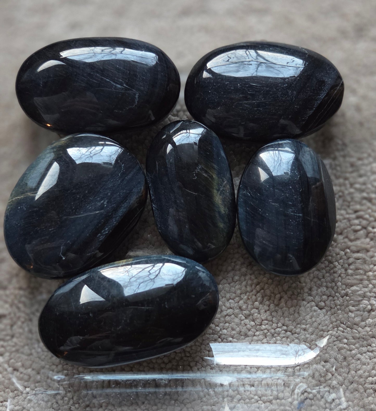 Blue Tigers Eye palm stones
