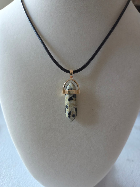 Dalmatian Jasper pendant with cord