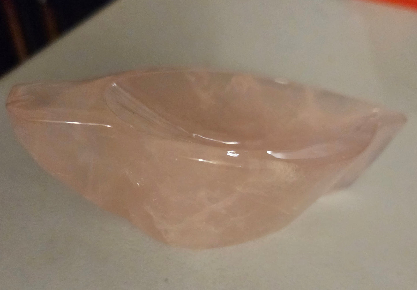 Rose quartz leaf shape bowl