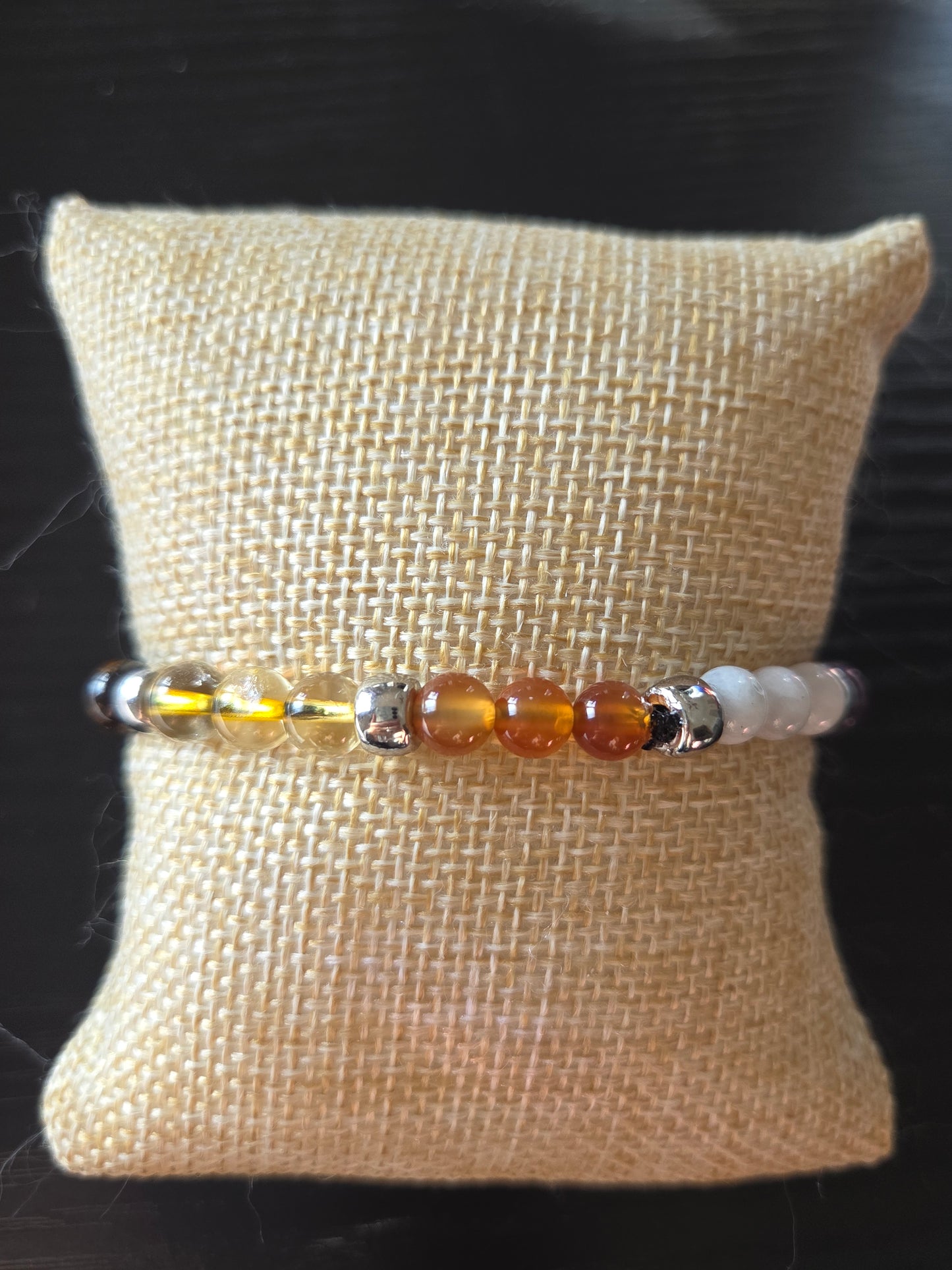 Chakra Bracelet with Moonstone and silver beads