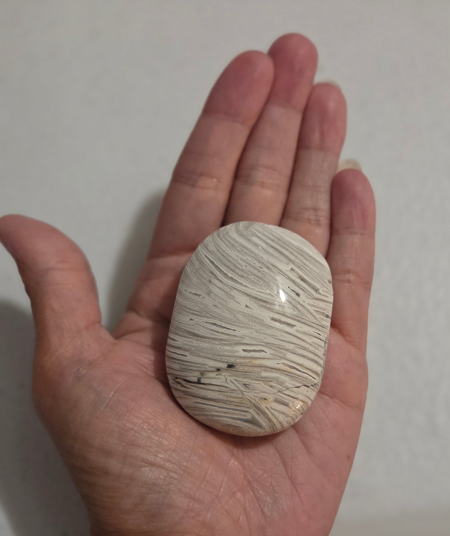 Mexican White Lace Agate palm stone