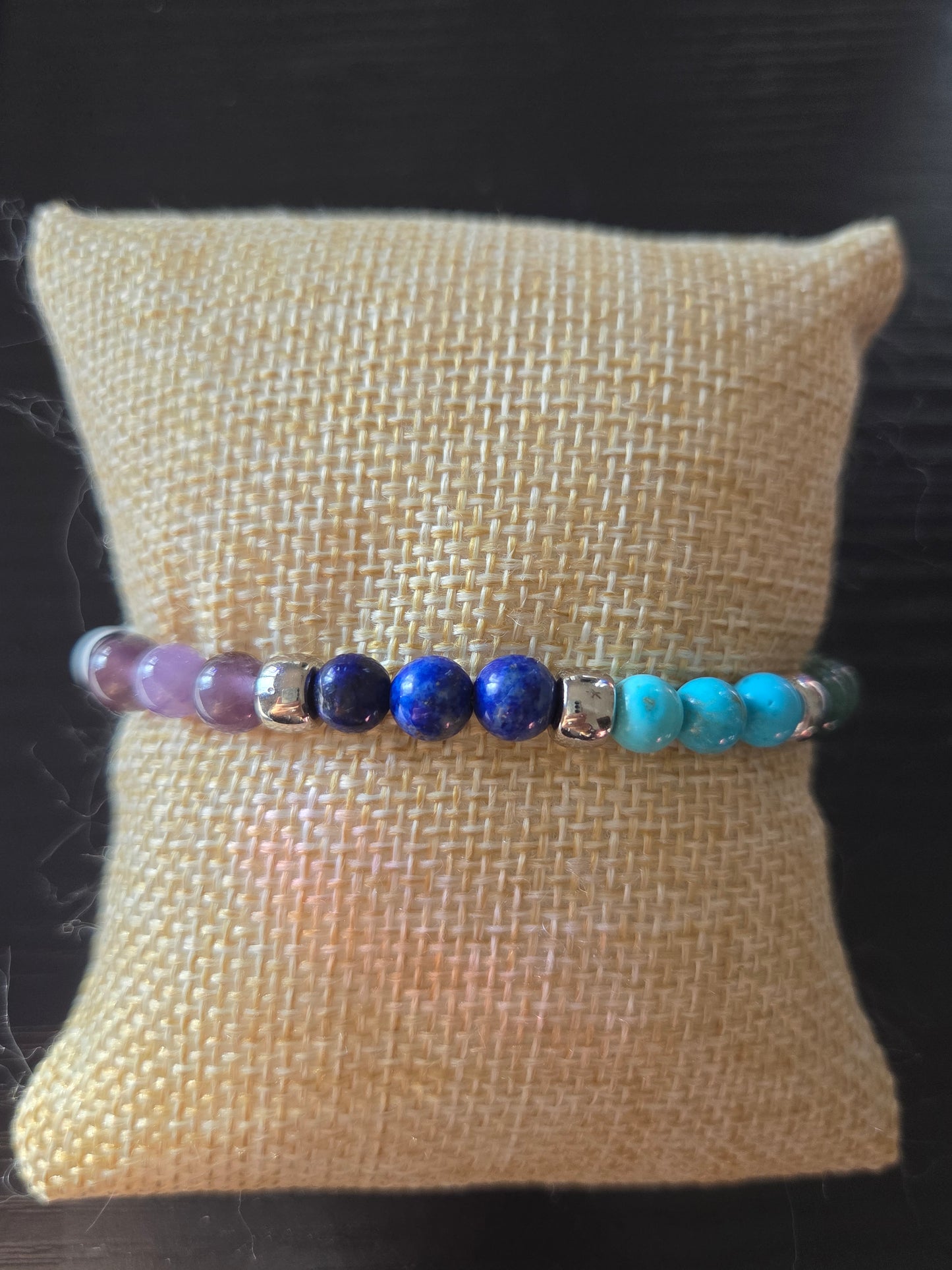 Chakra Bracelet with Moonstone and silver beads