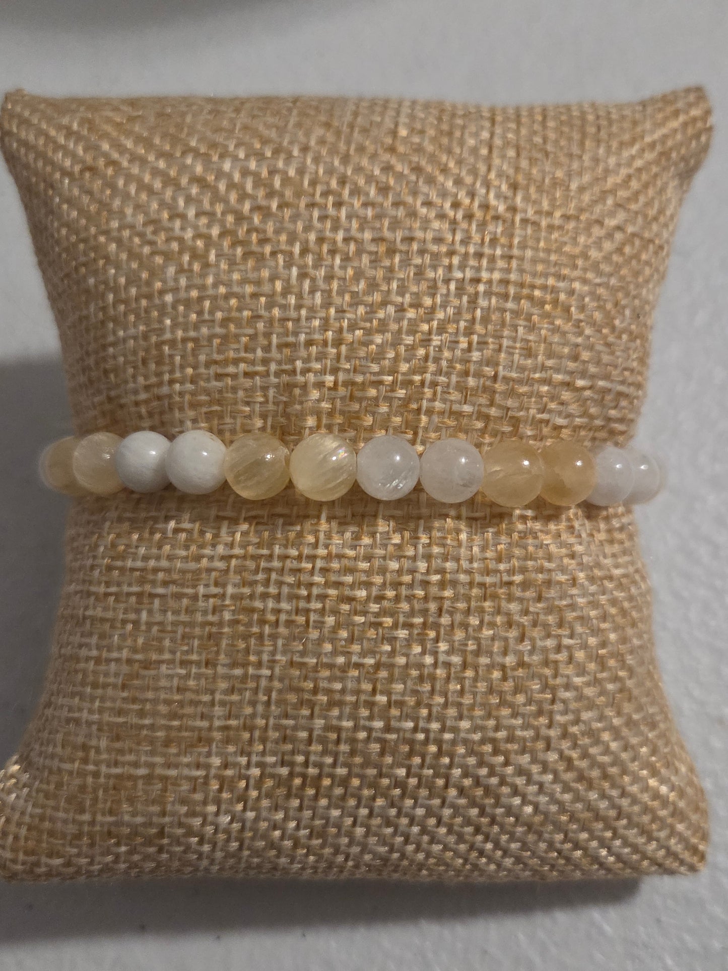 Yellow Selenite and Rainbow Moonstone
