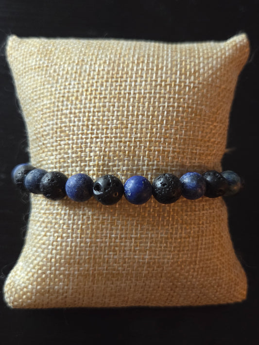 Lapis Lazuli and Lava stone- 8mm beads