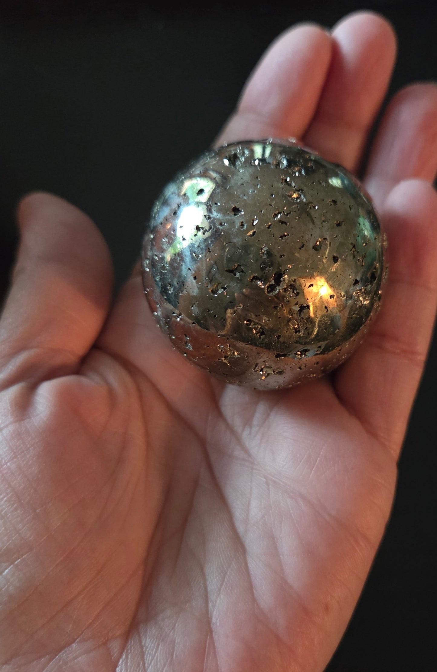 Pyrite small sphere with Rosewood stand
