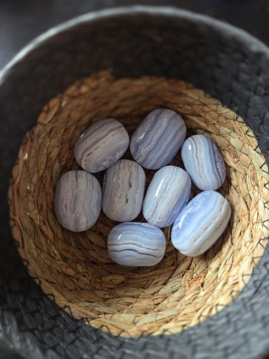 Blue Lace Agate tumbles- price per piece
