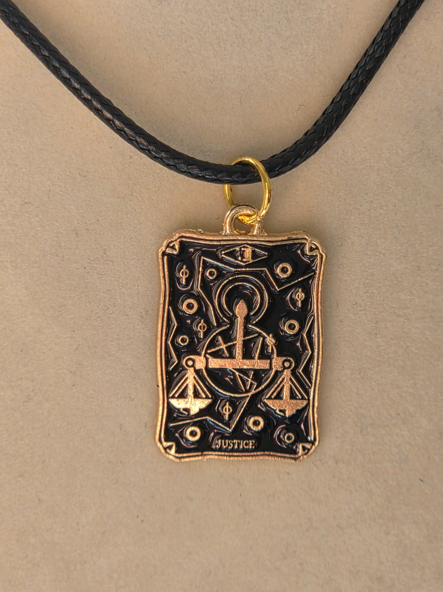 The Justice Tarot Card charm necklace